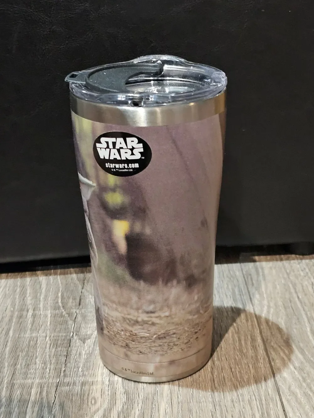 NEW Stainless Steel Travel Tumbler with Baby Yoda Design - Gray
